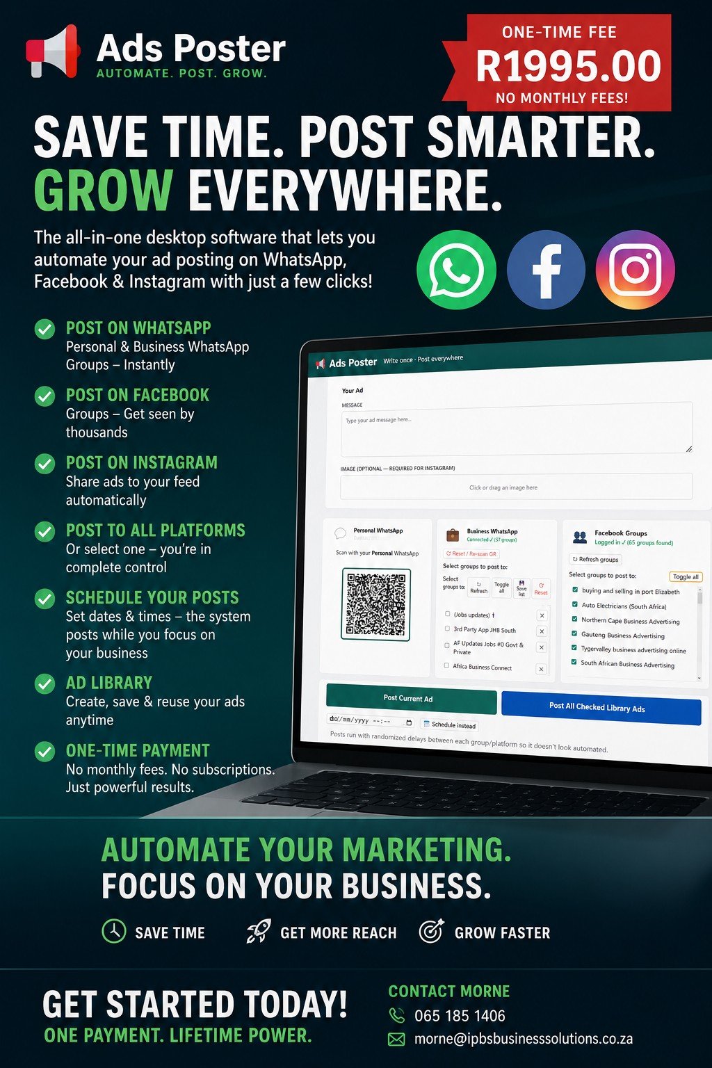 Ads Poster desktop app for WhatsApp, Facebook and Instagram
